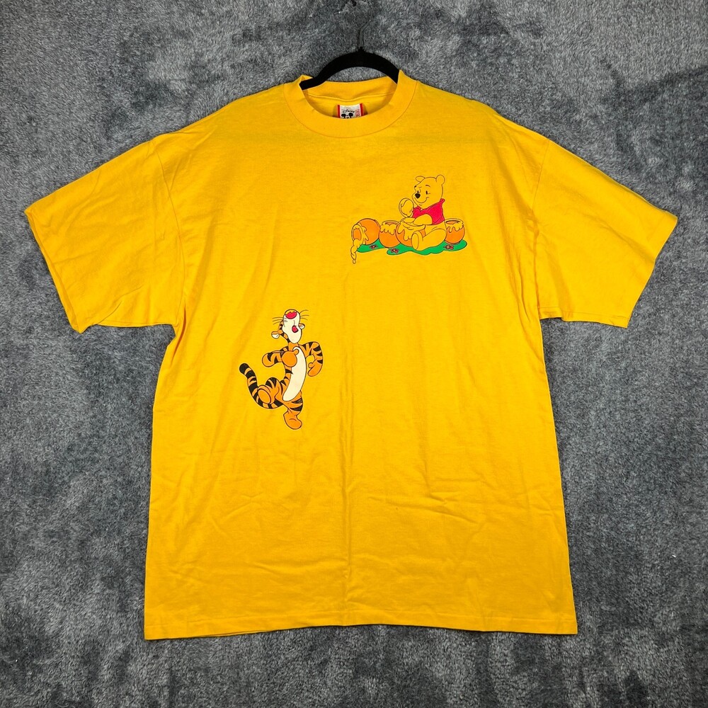 Vintage Disney Shirt Mens XL Yellow Pooh Tigger Single Stitch Disney Designs USA